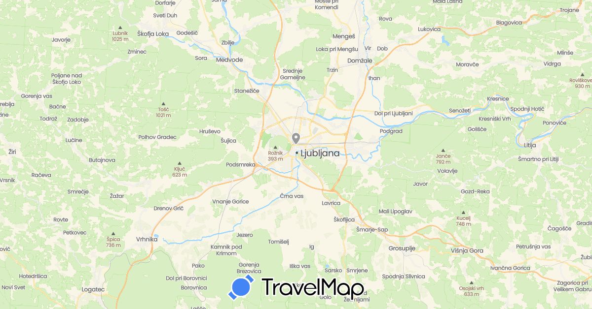 TravelMap itinerary: plane in Slovenia (Europe)